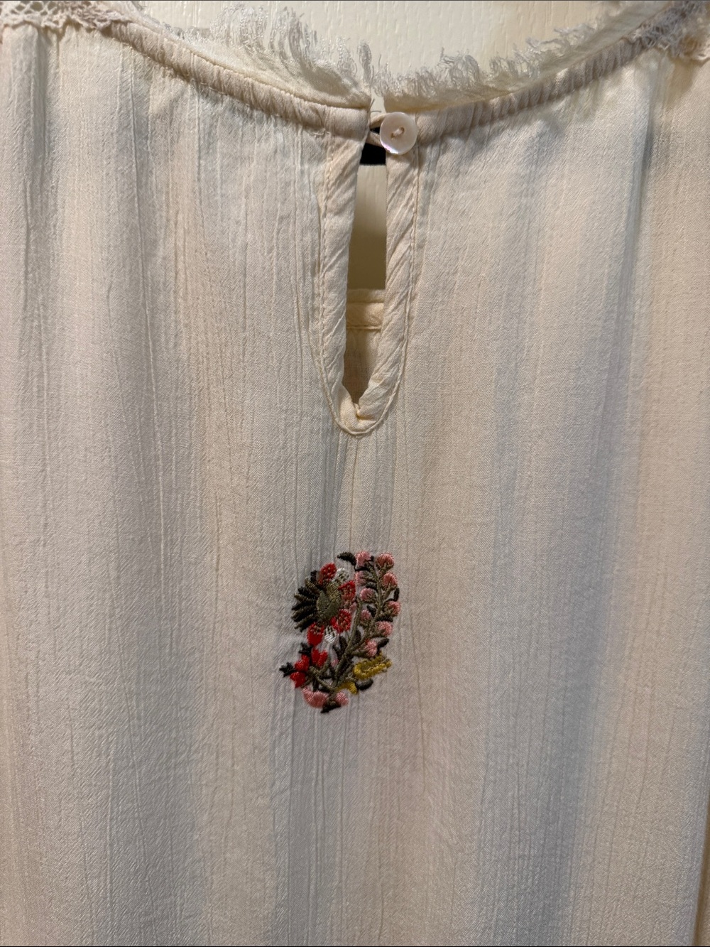 Sundance Boho Embroidered Cream Peasant Top - Women's - Picture 5 of 6